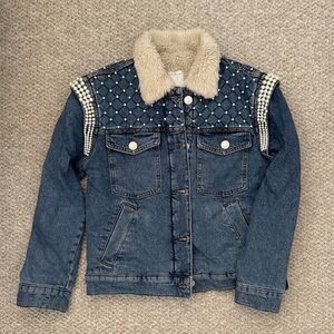 SANDRO DENIM SHERPA JACKET